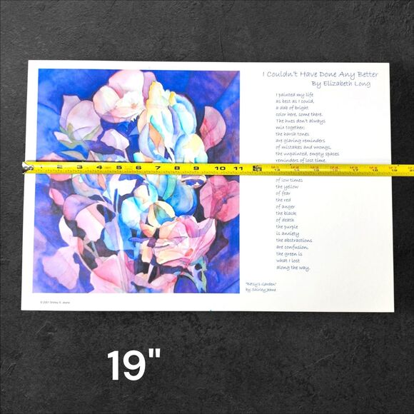 Shirley Jeane “Betsy’s Garden” 2001 Floral Watercolor Print Poem Elizabeth Long - Picture 6 of 7